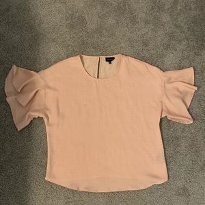 Pink Silk Top with Ruffled Sleeves! Worn Once!